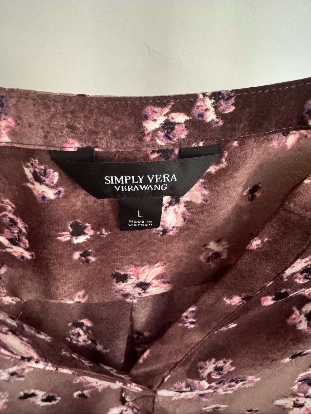 Simply Vera Vera Wang Mauve Brown Floral V-Neck Tunic - Picture 3 of 3